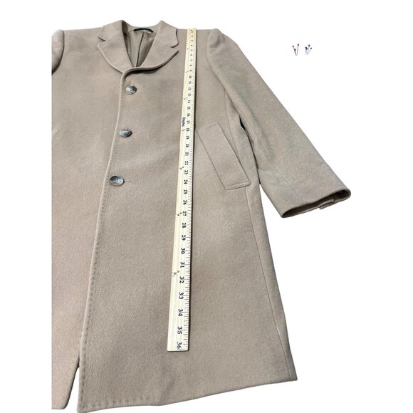 Lauren Ralph Lauren Black Label Cashmere Wool Long Coat Italian Tan Camel Men 42 - Picture 8 of 9